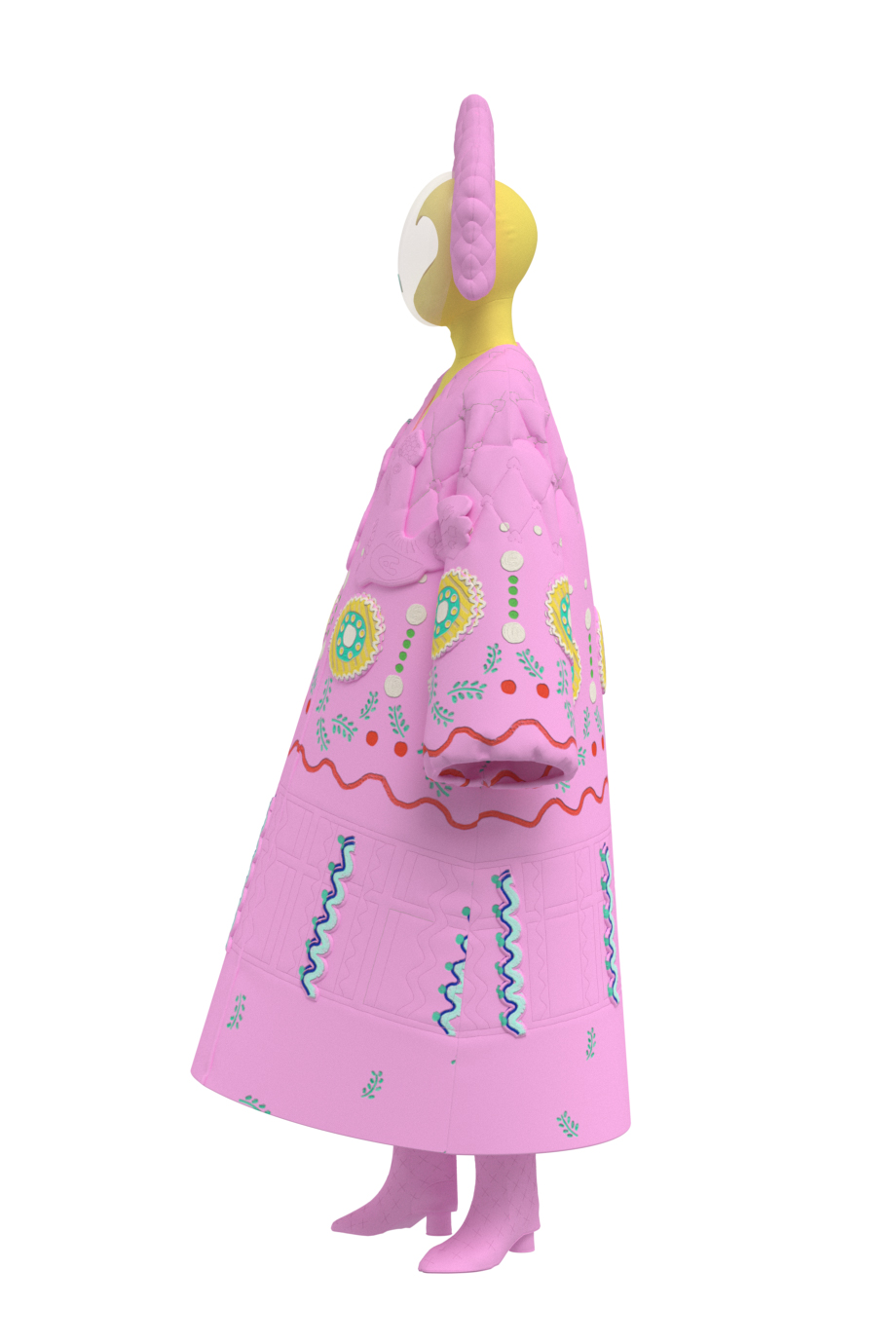 Розовое пальто 3D