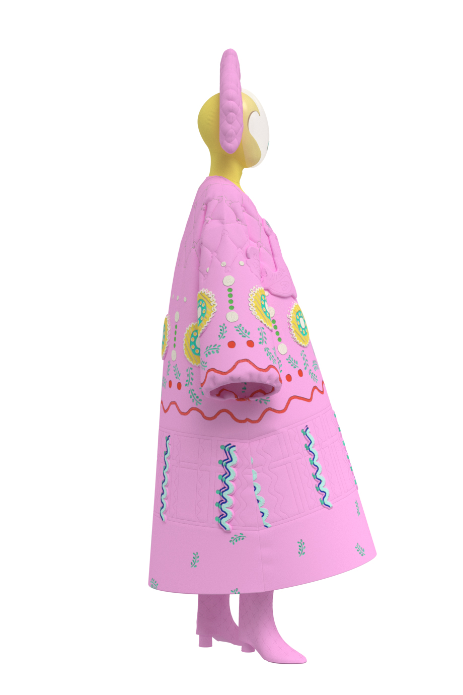 Розовое пальто 3D